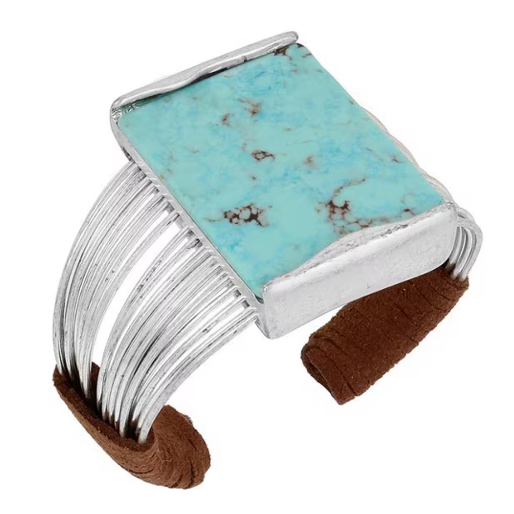 Robert Lee Morris Turquoise And Silver Statement Cuff Bracelet 85 20$